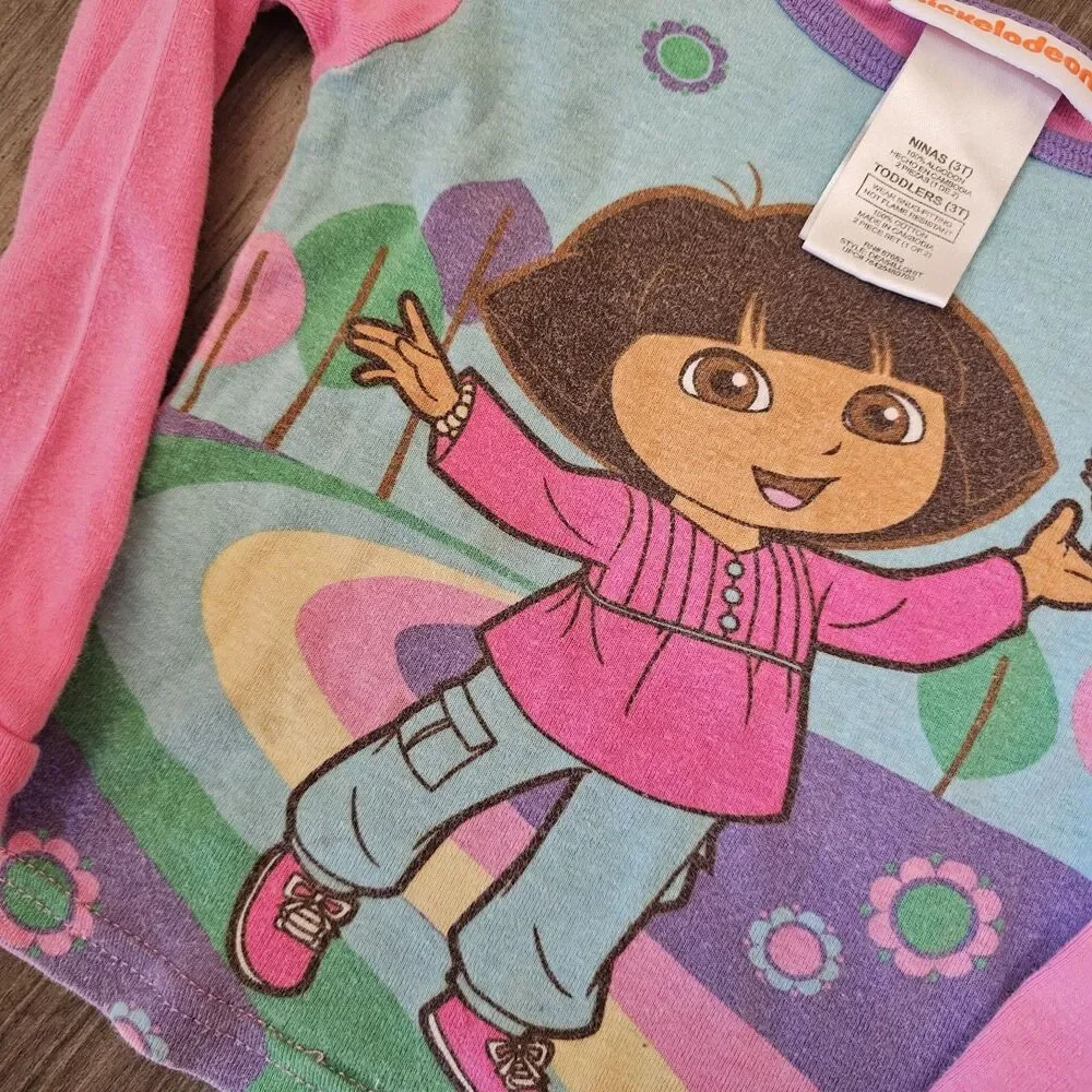 Nickelodeon Dora the Explorer Girls 3T Long Sleeve Cotton Pajama Top Snug 2010